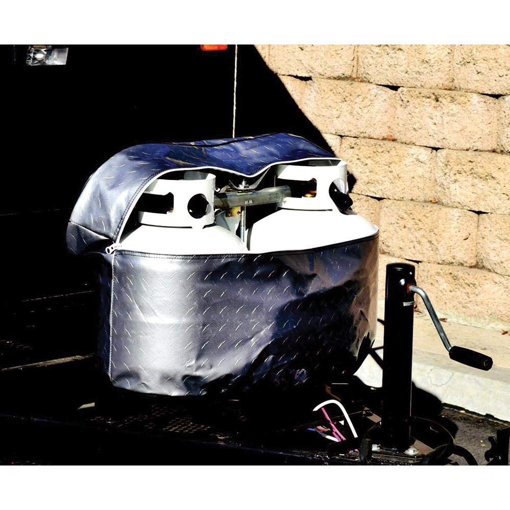 ADCO 2712 Silver Double 20 Diamond Plated Steel Vinyl Propane Tank Cover - Image 3