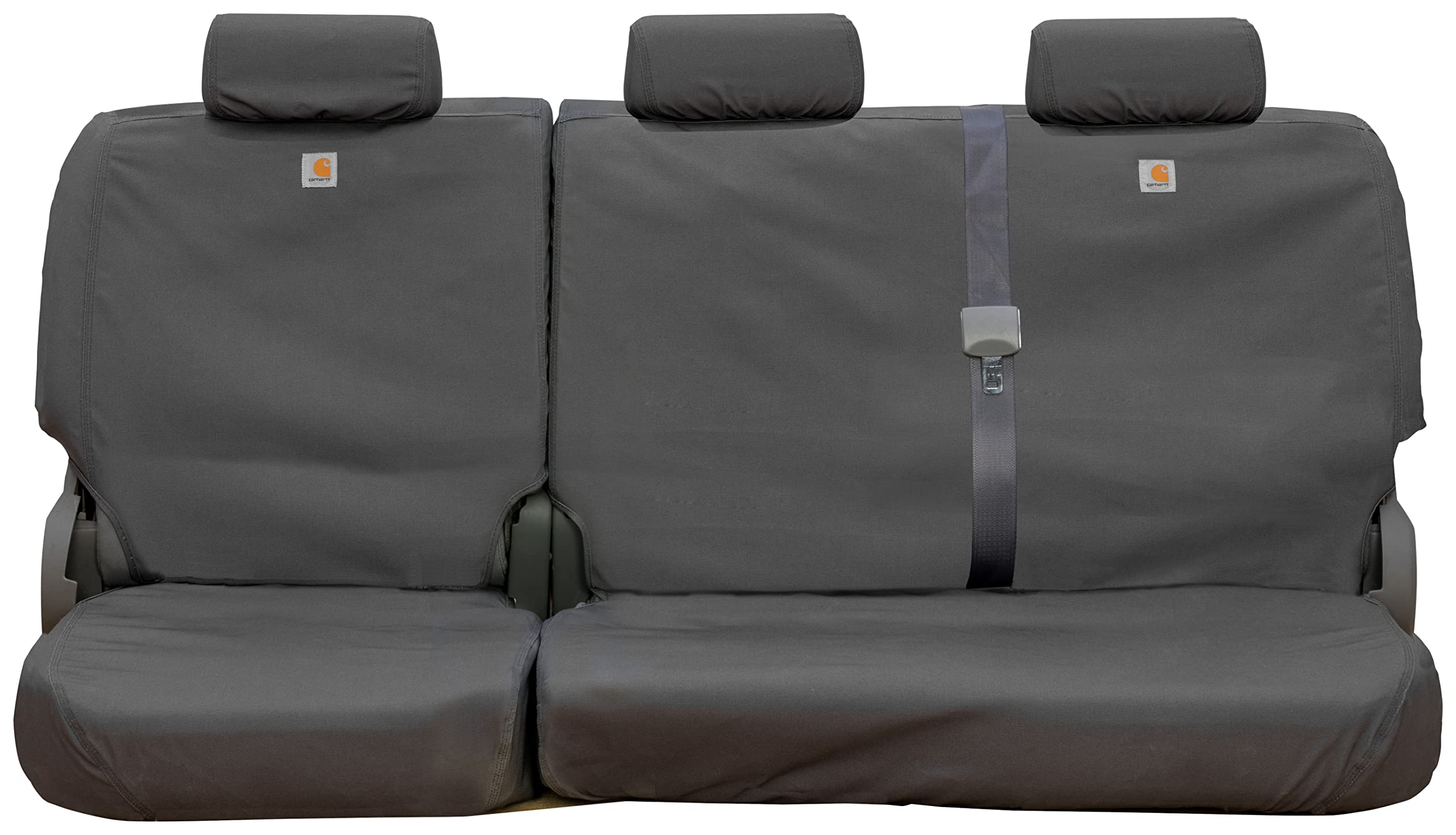 Covercraft Carhartt SeatSaver Custom Seat Covers | Fits 2011-2024 Ram 1500 (19-24 Classic) & 2011-2024 Ram 2500/3500 Crew/Quad Cab | 2nd Row 40/60 Bench Seat, Duck Weave Gravel