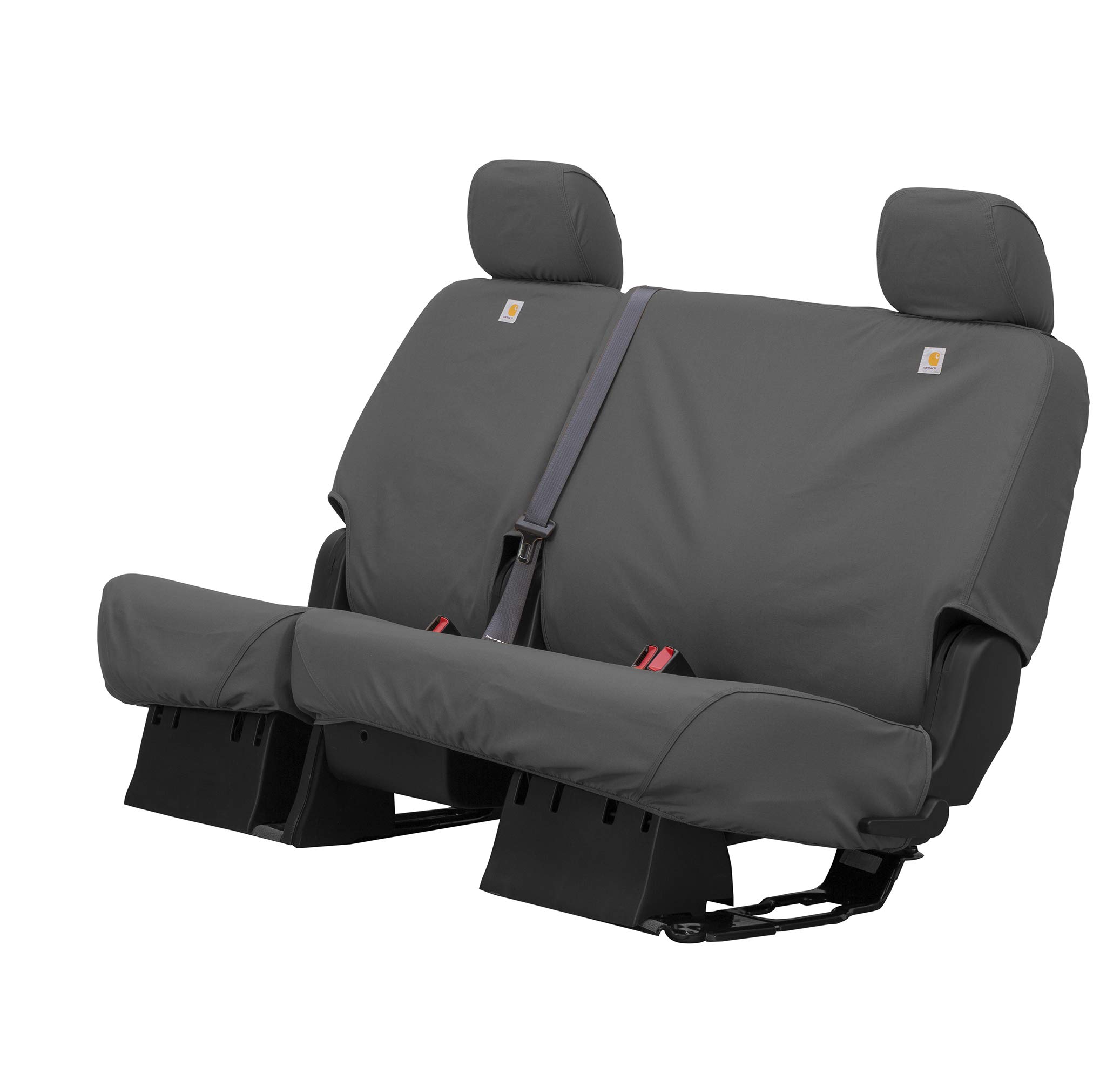 Covercraft Carhartt SeatSaver Custom Seat Covers | Fits 2014-2019 Chevrolet Silverado/GMC Sierra 1500, 2015-2024 Silverado/Sierra 2500/3500 | 2nd Row Crew Cab, 60/40 Bench Seat, Duck Weave Gravel