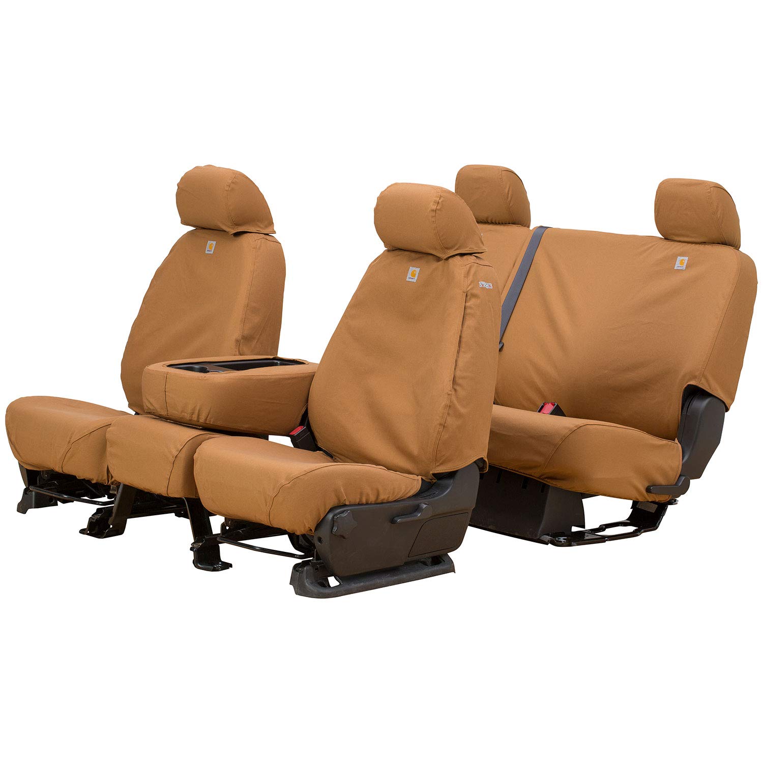 Covercraft Carhartt SeatSaver Custom Seat Covers | Fits 2003-2007 Silverado/Sierra & Suburban/Tahoe/Yukon/Yukon XL Models | 1st Row 40/20/40 Bench Seat, Duck Weave Brown - Image 3