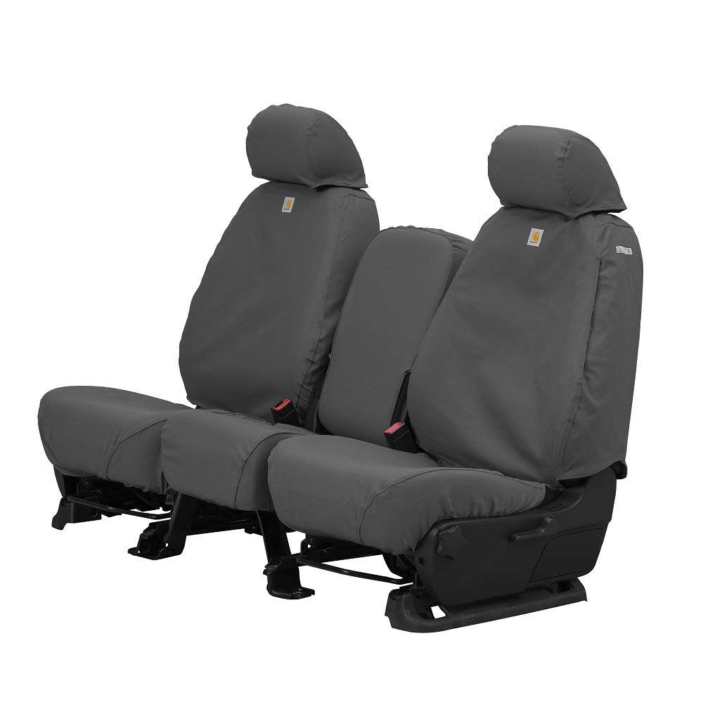 Covercraft Carhartt SeatSaver Custom Seat Covers | Fits 2015-2018 Ford F-150 | 1st Row 40/20/40 Bench Seat, Duck Weave Gravel