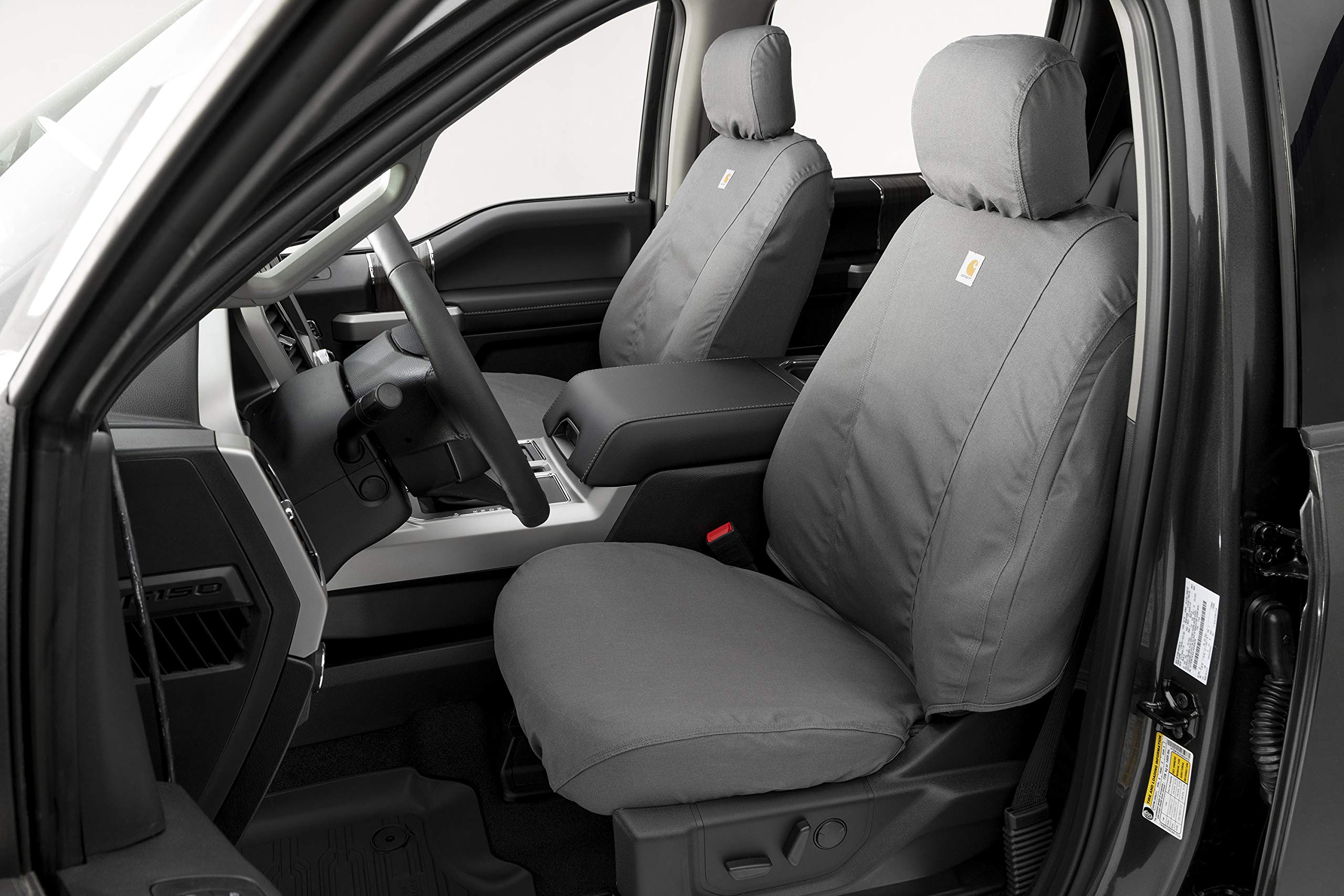 Covercraft Carhartt SeatSaver Custom Seat Covers | Fits 2017-2018 Ford F-250/F-350/F-450/F-550 | 1st Row Bucket Seats, Duck Weave Gravel