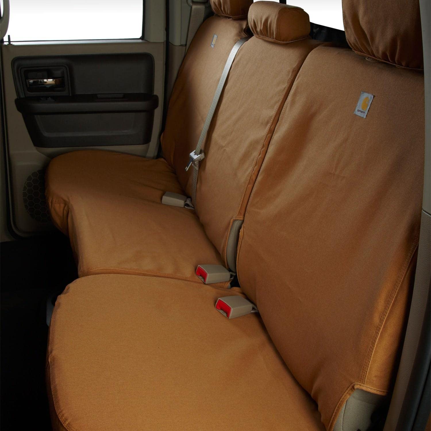 Covercraft Carhartt SeatSaver Custom Seat Covers | Fits 2019-2020 Ford F-150, 2019-2022 Ford F-250/F-350/F-450/F-550 | 1st Row 40/20/40 Bench Seat, Duck Weave Gravel - Image 2