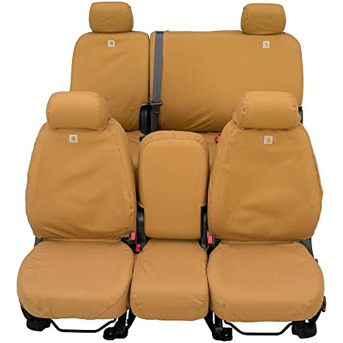 Covercraft Carhartt SeatSaver Custom Seat Covers | Fits 2019-2020 Ford F-150, 2019-2022 Ford F-250/F-350/F-450/F-550 | 1st Row 40/20/40 Bench Seat, Duck Weave Gravel - Image 4
