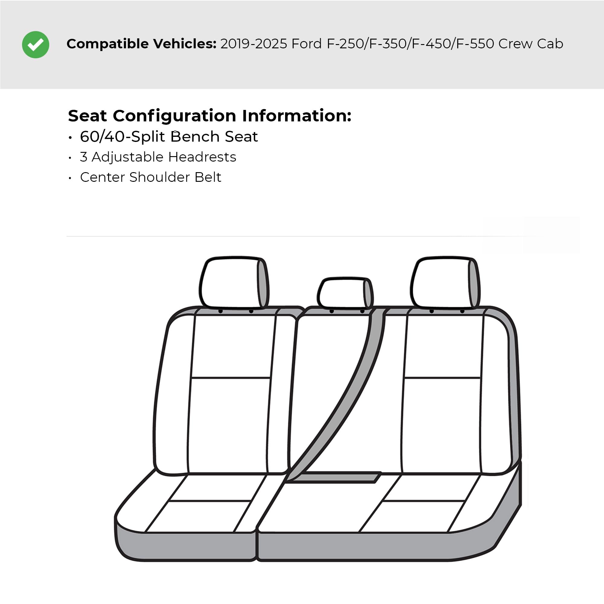 Covercraft Carhartt SeatSaver Custom Seat Covers | Fits 2019-2025 Ford F-250/F-350/F-450/F-550 Crew Cab | 2nd Row 60/40 Bench Seat, Duck Weave Gravel - Image 2
