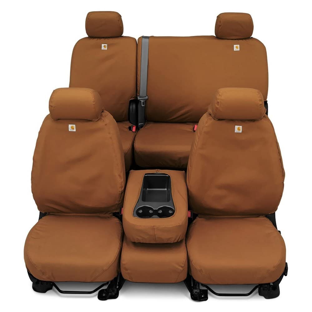 Covercraft Carhartt SeatSaver Custom Seat Covers | Fits 2019-25 Chevrolet Silverado/GMC Sierra 1500, 2020-25 2500/3500, 2023-25 Colorado/Canyon | 1st Row Bucket Seats, Duck Weave Brown - Image 3