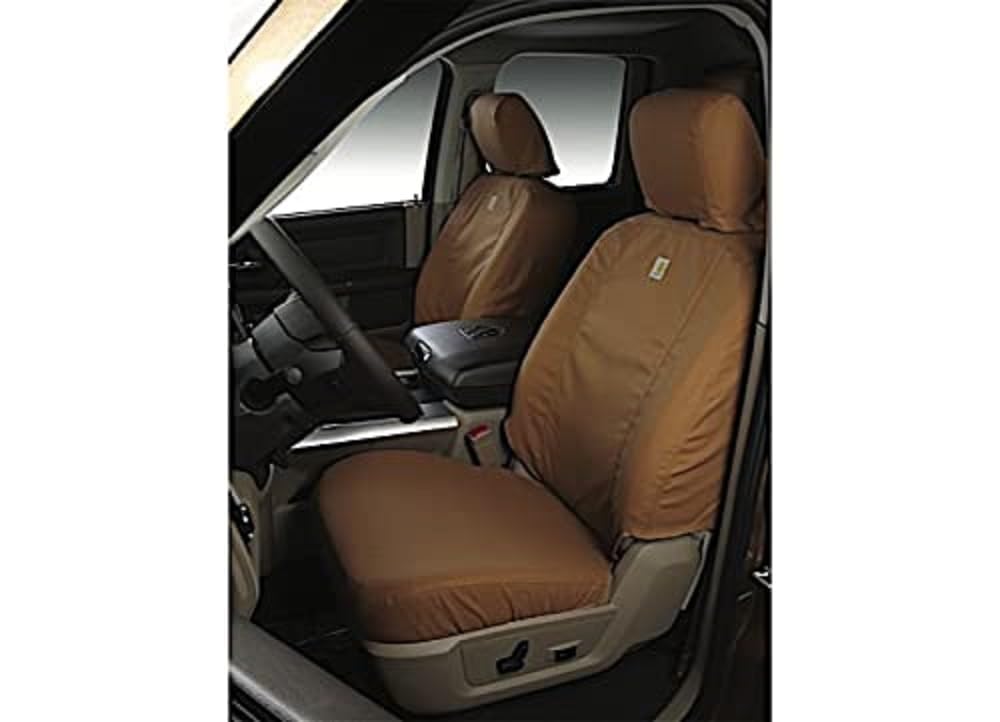 Covercraft Carhartt SeatSaver Custom Seat Covers | Fits 2019-2020 Ford F-150, 2019-2022 Ford F-250/F-350/F-450/F-550, 1st Row 40/20/40 Bench Seat, Duck Weave Brown