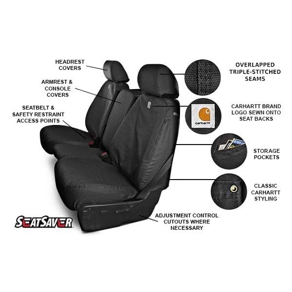 Covercraft Carhartt SeatSaver Custom Seat Covers | Fits 2019-2025 Chevrolet Silverado/GMC Sierra 1500, 2020-2025 Silverado/Sierra 2500/3500, 1st Row 40/20/40 Bench Seat, Duck Weave Brown - Image 9