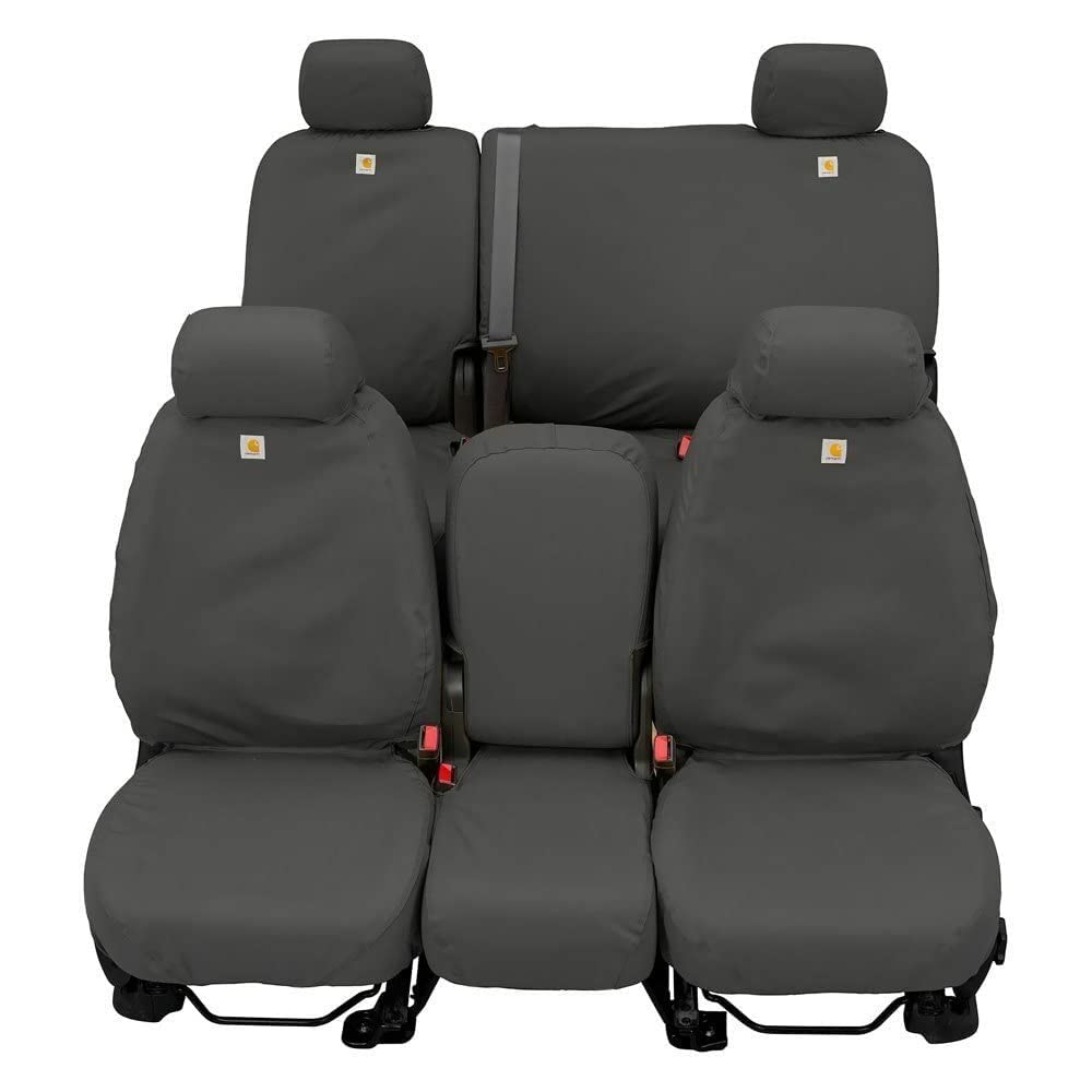 Covercraft Carhartt SeatSaver Custom Seat Covers | Fits Select Cadillac/Chevrolet/GMC Models | 1st Row Bucket Seats, Duck Weave Gravel - Image 4