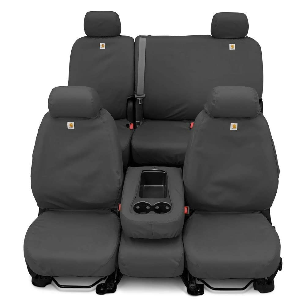 Covercraft Carhartt SeatSaver Custom Seat Covers | Fits Select Cadillac/Chevrolet/GMC Models | 1st Row Bucket Seats, Duck Weave Gravel - Image 7