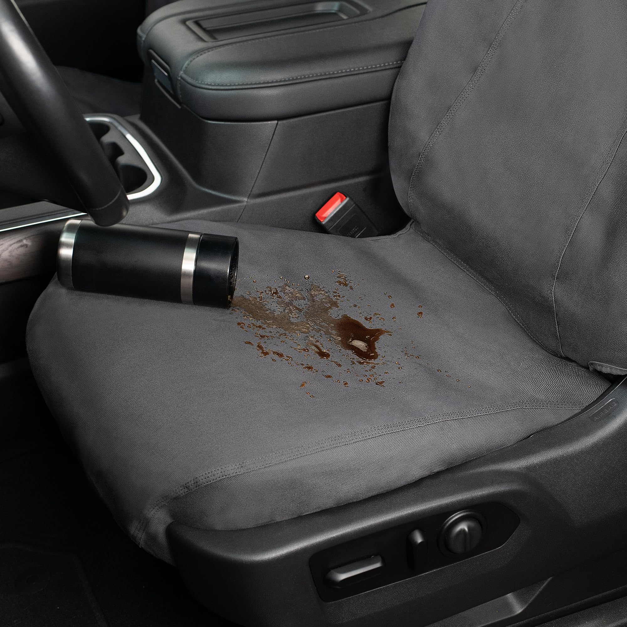 Covercraft Carhartt SeatSaver Custom Seat Covers for 2017-2019 Silverado/Sierra 1500 (2019 LD Old Body Style Only) & 2017-2019 2500/3500-1st Row Bucket Seats, Duck Weave Gravel - Image 4
