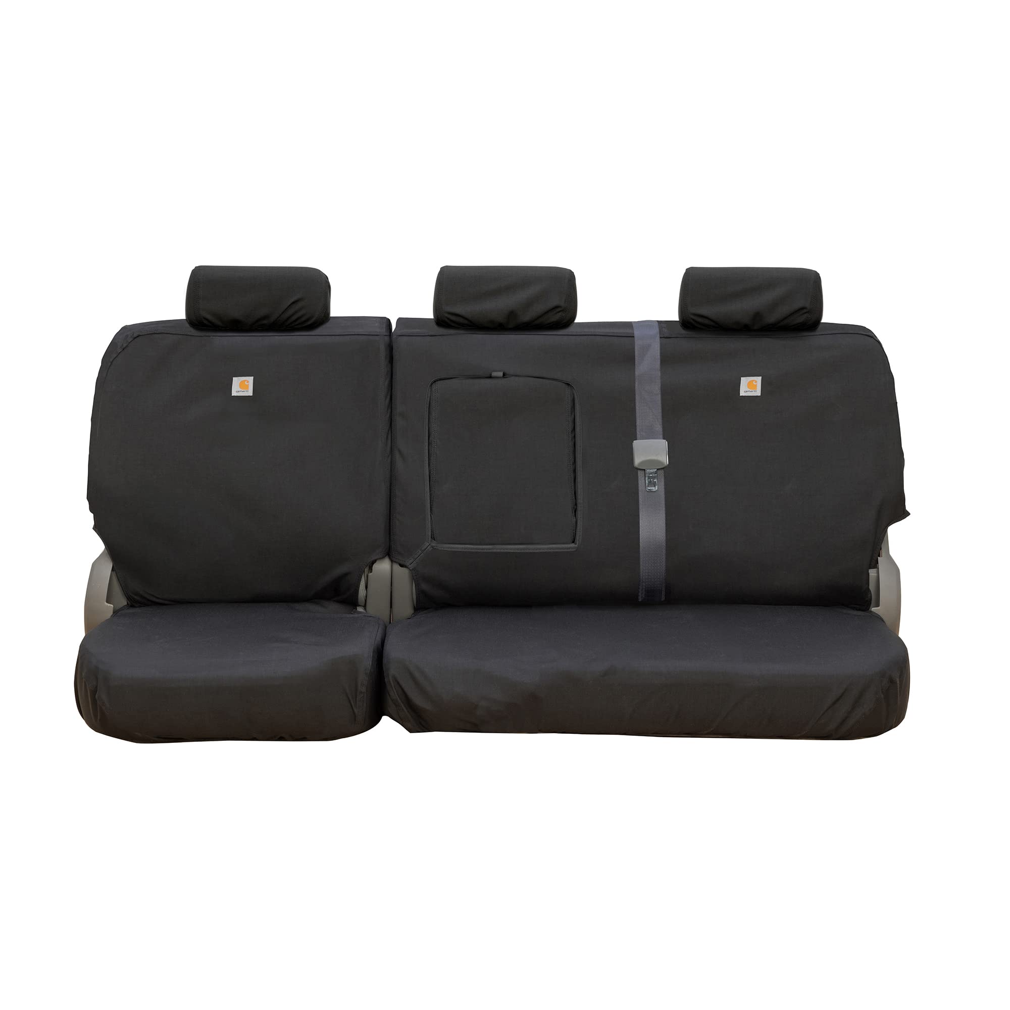 Covercraft Carhartt Super Dux SeatSaver Custom Seat Covers | Fits 2011-2018 Ram 1500, 2019-2024 Ram 1500 Classic, 2011-2024 Ram 2500/3500/4500 | 2nd Row 40/60 Bench Seat, Super Dux Black - Image 3