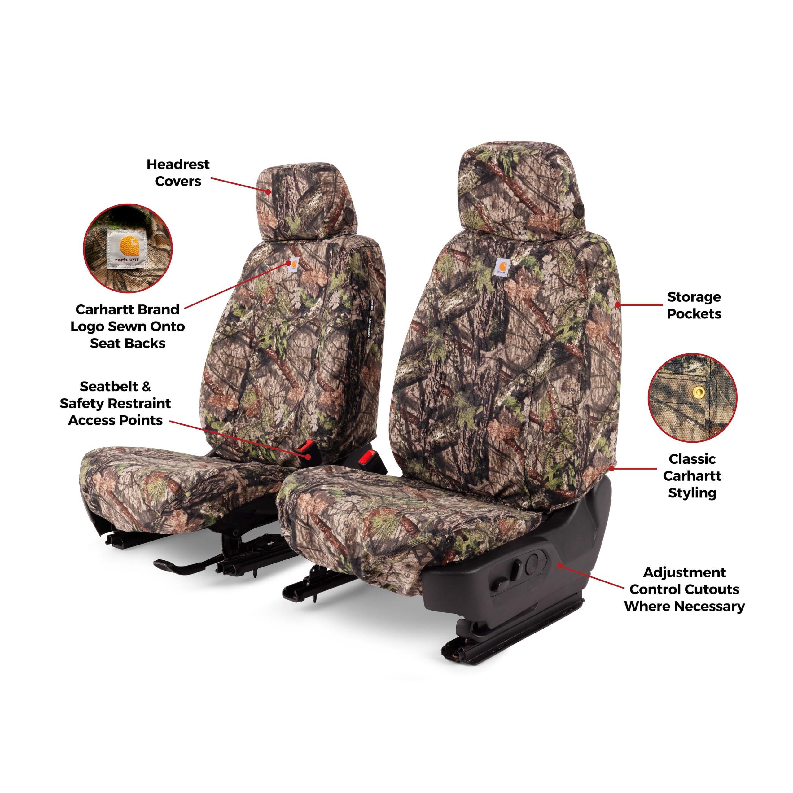 Covercraft Mossy Oak Camo Carhartt SeatSaver Custom Seat Covers | Fits 2022-2025 Nissan Pathfinder (excludes Platinum) | 1st Row Bucket Seats, Break-Up Country - Image 3