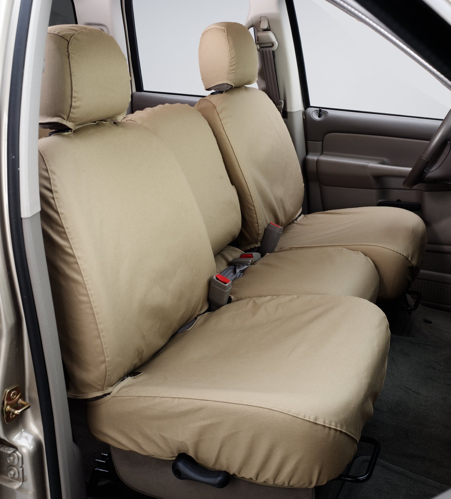 Covercraft Polycotton Custom Seat Covers | Fits 2004-2008 Dodge Ram 1500 & 2004-2009 Dodge Ram 2500/3500 Quad Cab | 2nd Row 40/60 Bench Seat, Grey - Image 2
