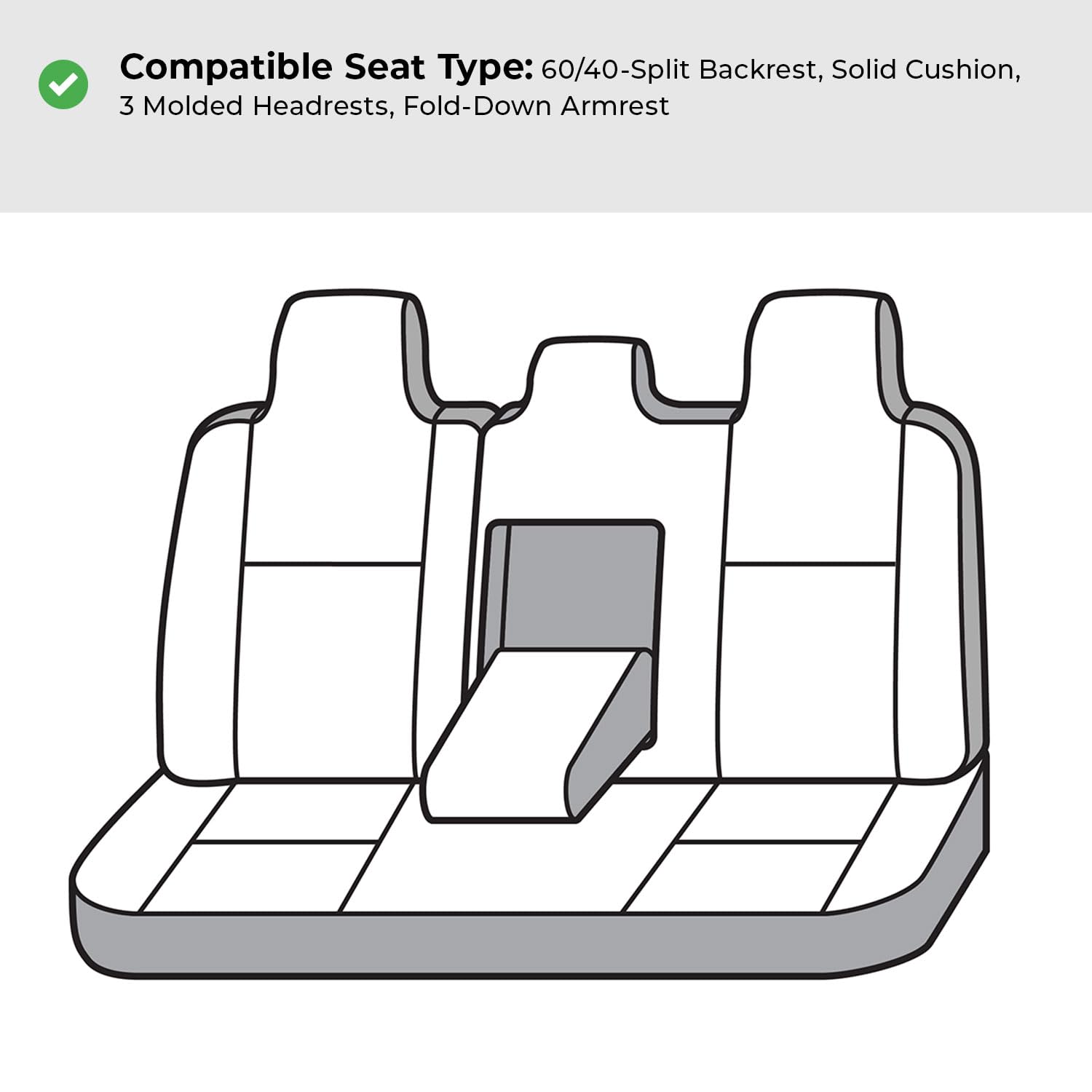 Covercraft Polycotton Custom Seat Covers | Fits 2018-2021 Toyota Camry (Includes Hybrid) | 2nd Row 60/40 Bench Seat, Grey - Image 6