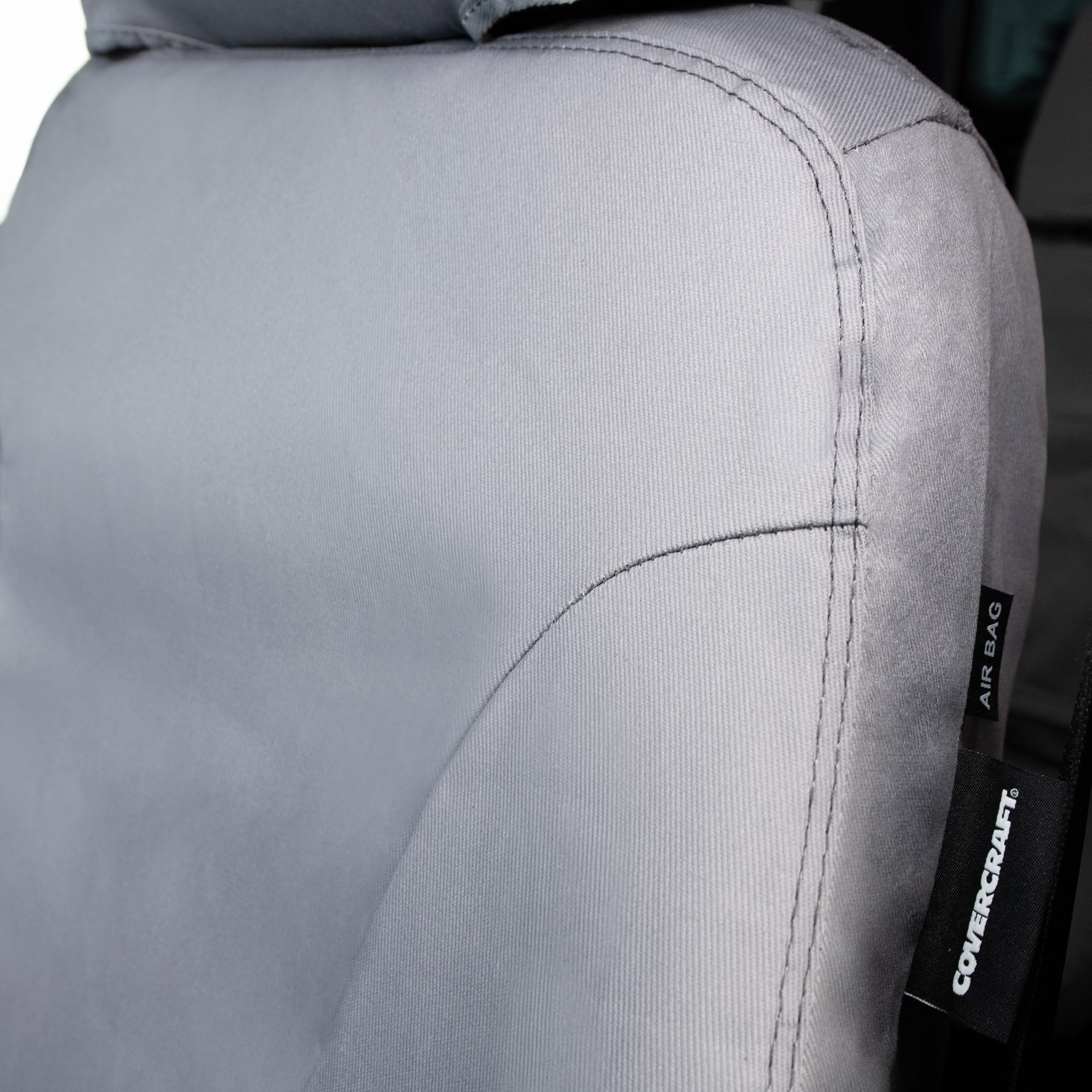 Covercraft Polycotton Custom Seat Covers | Fits 2022-2025 Nissan Pathfinder (excludes Platinum) | 1st Row Bucket Seats, Grey - Image 3