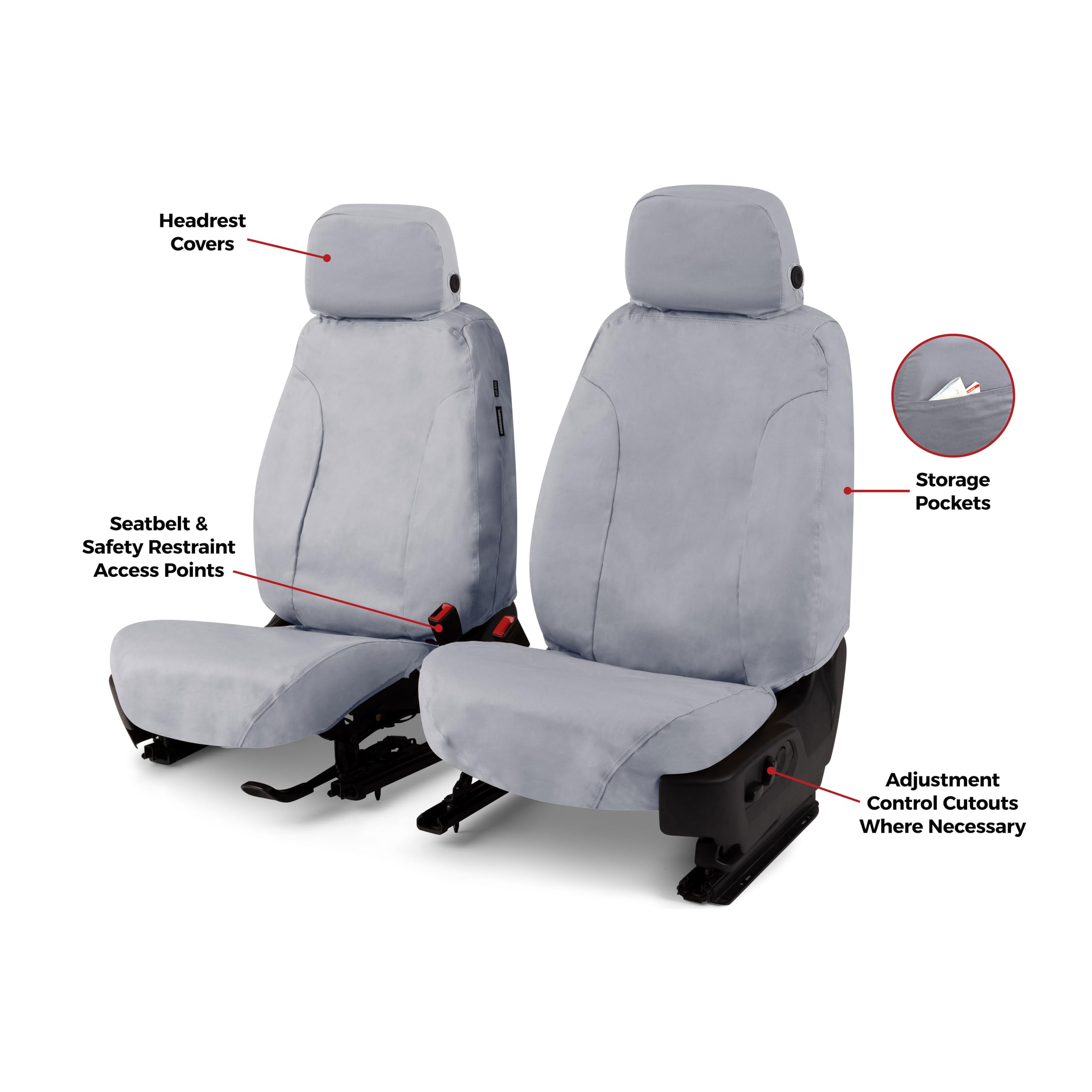 Covercraft Polycotton Custom Seat Covers | Fits 2022-2025 Nissan Pathfinder (excludes Platinum) | 1st Row Bucket Seats, Grey - Image 5