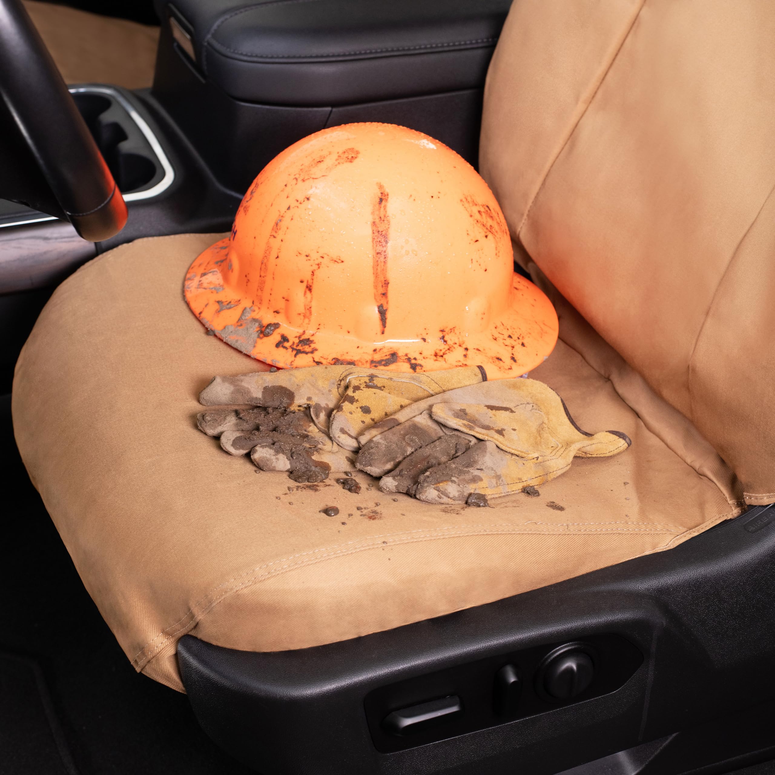 Covercraft Polycotton Custom Seat Covers | Fits 2024 Ford Expedition & Expedition Max | 2nd Row 40/20/40 Bench Seat, Tan - Image 6
