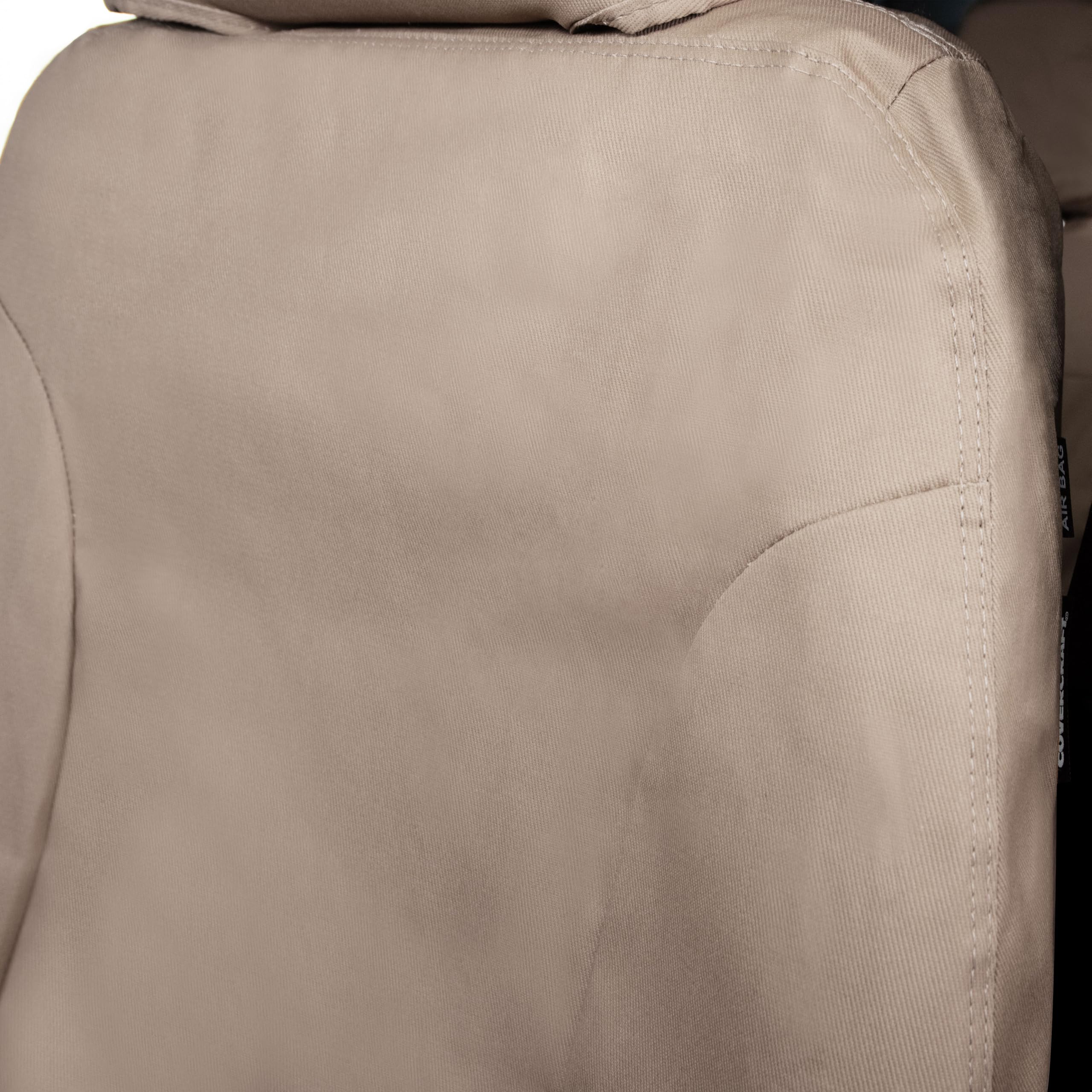 Covercraft Polycotton Custom Seat Covers | Fits 2022-2025 Nissan Pathfinder (excludes Platinum) | 1st Row Bucket Seats, Taupe - Image 3