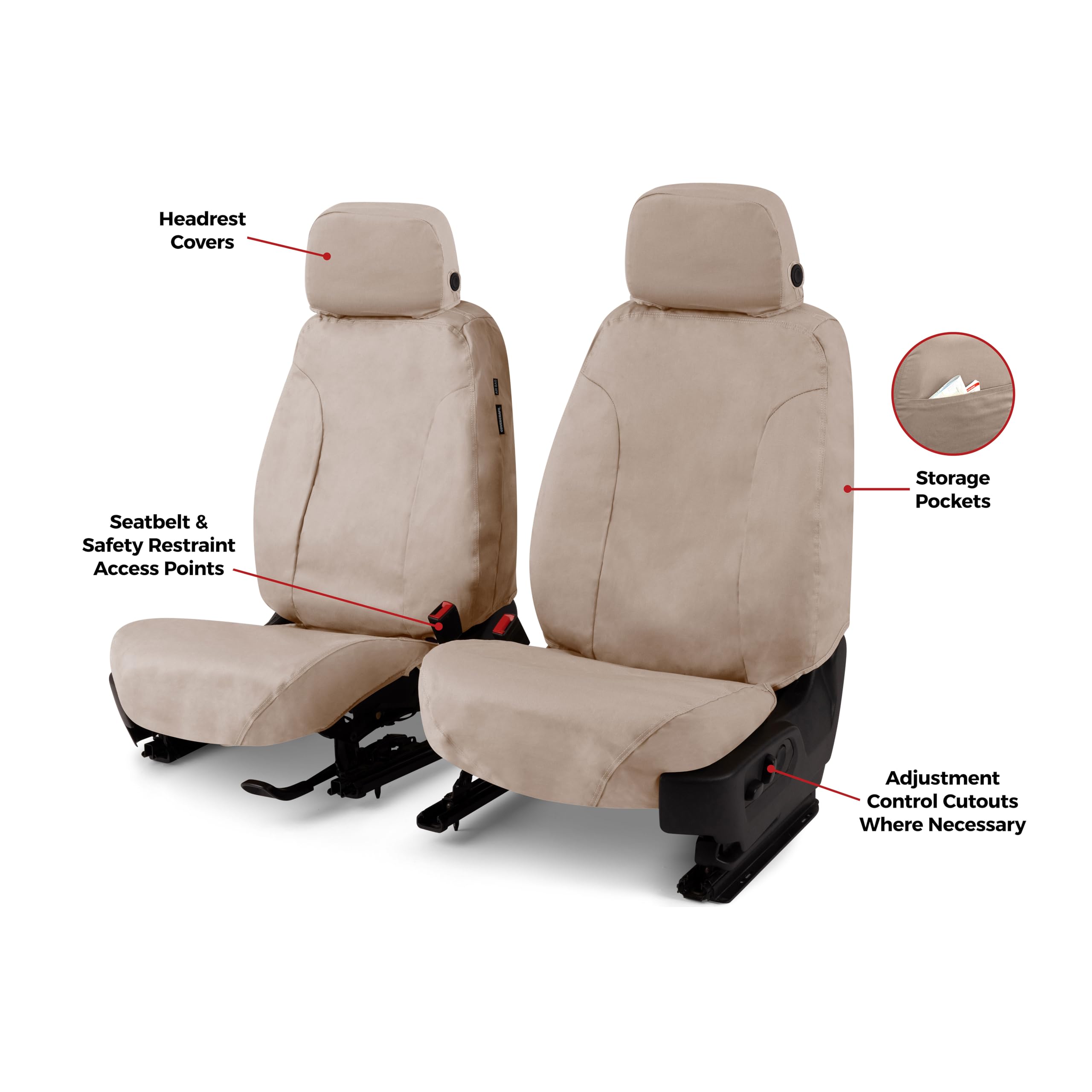 Covercraft Polycotton Custom Seat Covers | Fits 2022-2025 Nissan Pathfinder (excludes Platinum) | 1st Row Bucket Seats, Taupe - Image 5