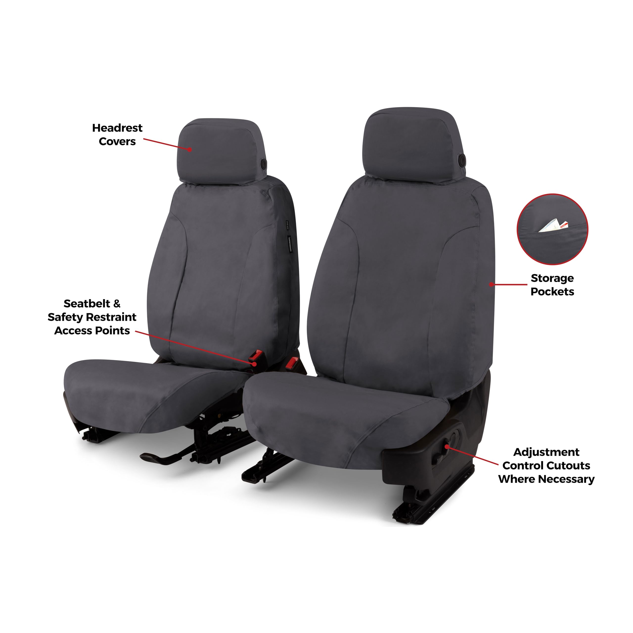 Covercraft Polycotton Custom Seat Covers | Fits 2022-2025 Nissan Pathfinder (excludes Platinum) | 1st Row Bucket Seats, Charcoal - Image 5