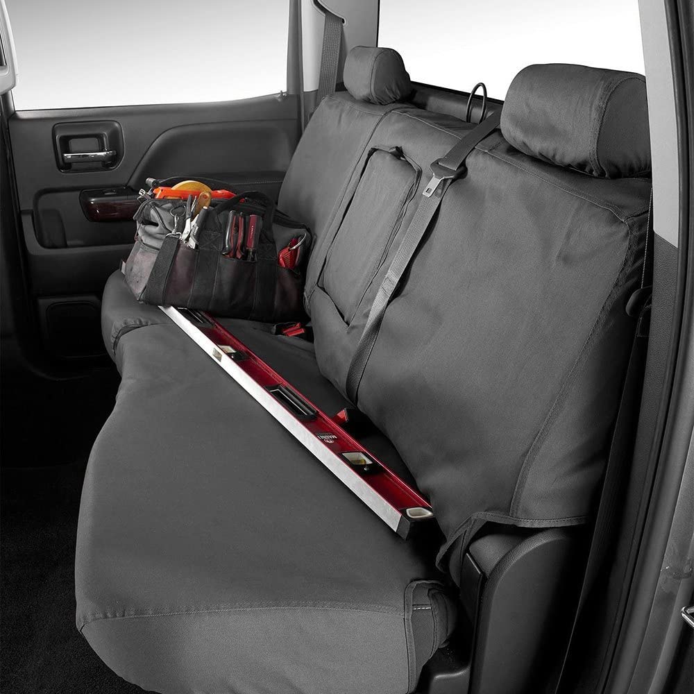 Covercraft Polycotton SeatSaver Custom Seat Covers | Fits 2007-2013 Chevy Silverado/GMC Sierra 1500, 2007-2014 Silverado/Sierra 2500/3500 | 1st Row 40/20/40 Bench Seat, Charcoal - Image 5