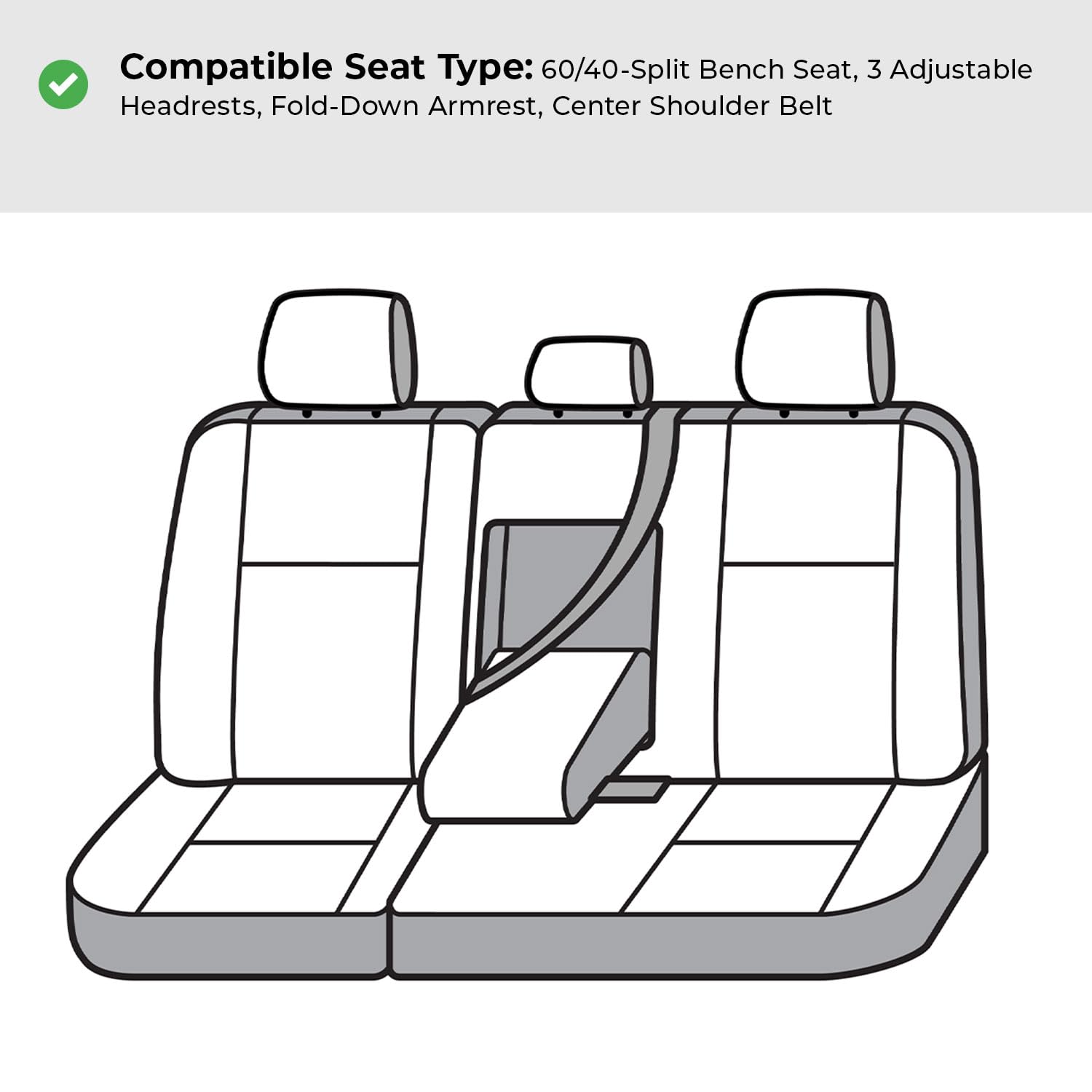 Covercraft Polycotton Custom Seat Covers | Fits 2024-2025 Ford Escape (Includes Hybrid) | 2nd Row 60/40 Bench Seat, Charcoal - Image 6
