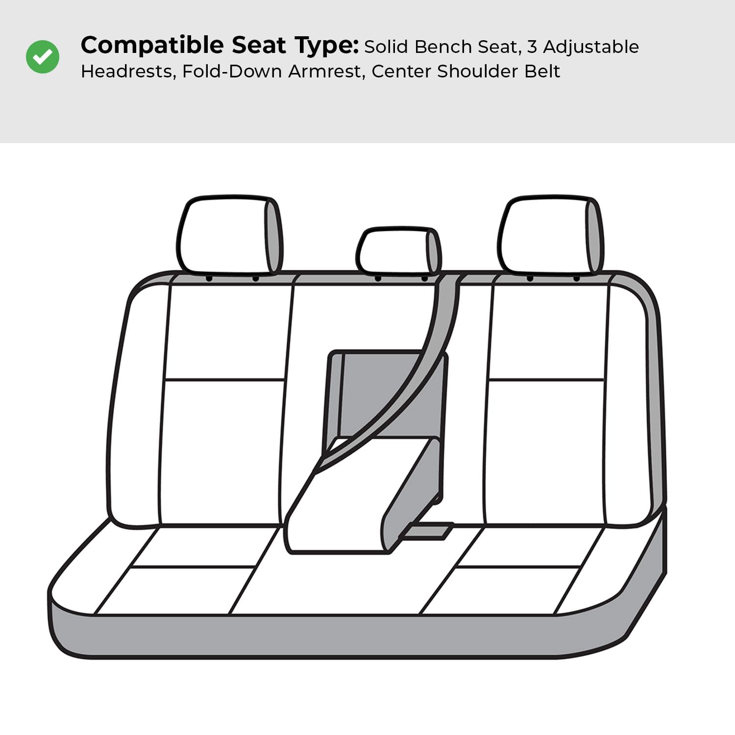 Covercraft Polycotton Custom Seat Covers | Fits 2024-2025 Ford Ranger (Excludes Raptor) | 2nd Row Solid Bench Seat, Charcoal - Image 3