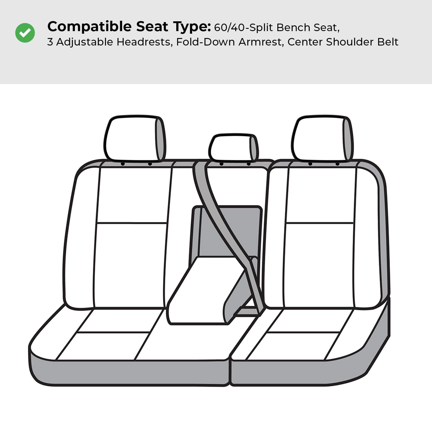 Covercraft Polycotton Custom Seat Covers | Fits 2024-2025 Hyundai Tucson (Includes Hybrid) | 2nd Row 60/40 Bench Seat, Grey - Image 6