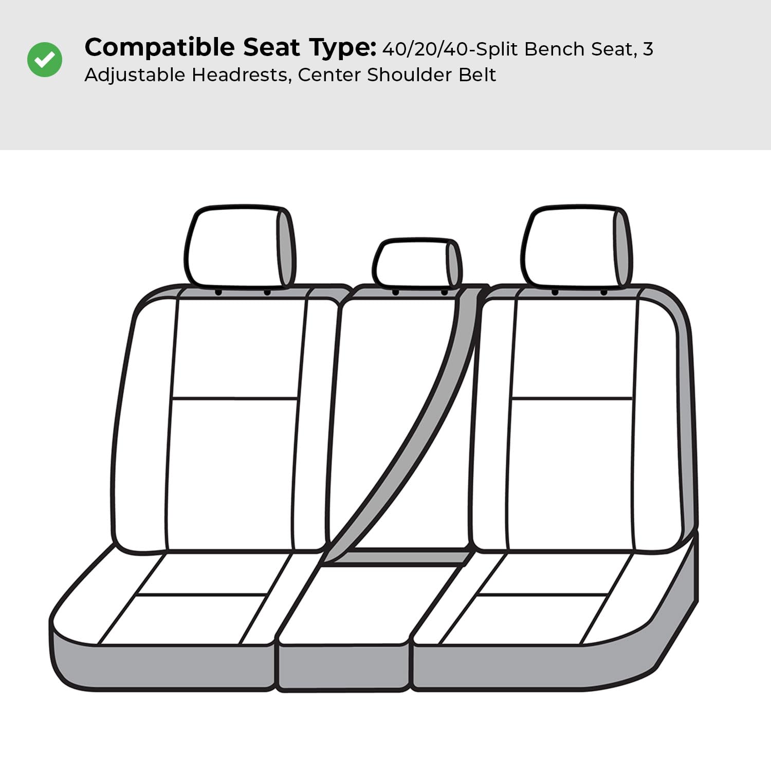 Covercraft Polycotton Custom Seat Covers | Fits 2024 Ford Expedition & Expedition Max | 2nd Row 40/20/40 Bench Seat, Grey - Image 7