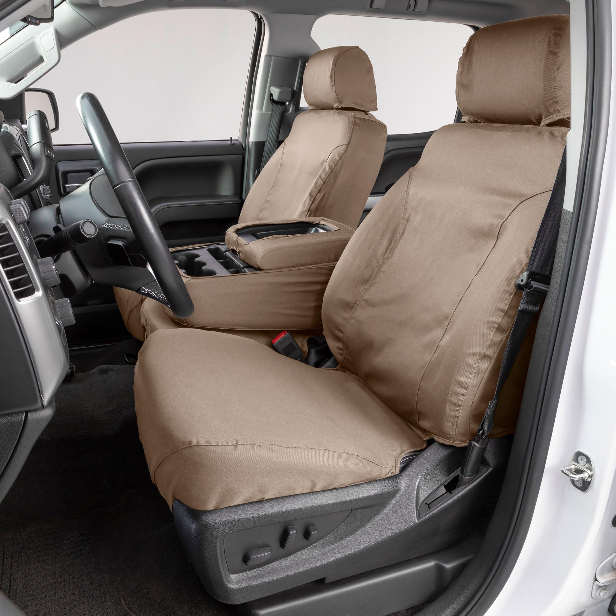 Covercraft Polycotton Custom Seat Covers | Fits 2023-2025 Honda Pilot | 2nd Row 40/20/40 Bench Seat, Taupe - Image 3