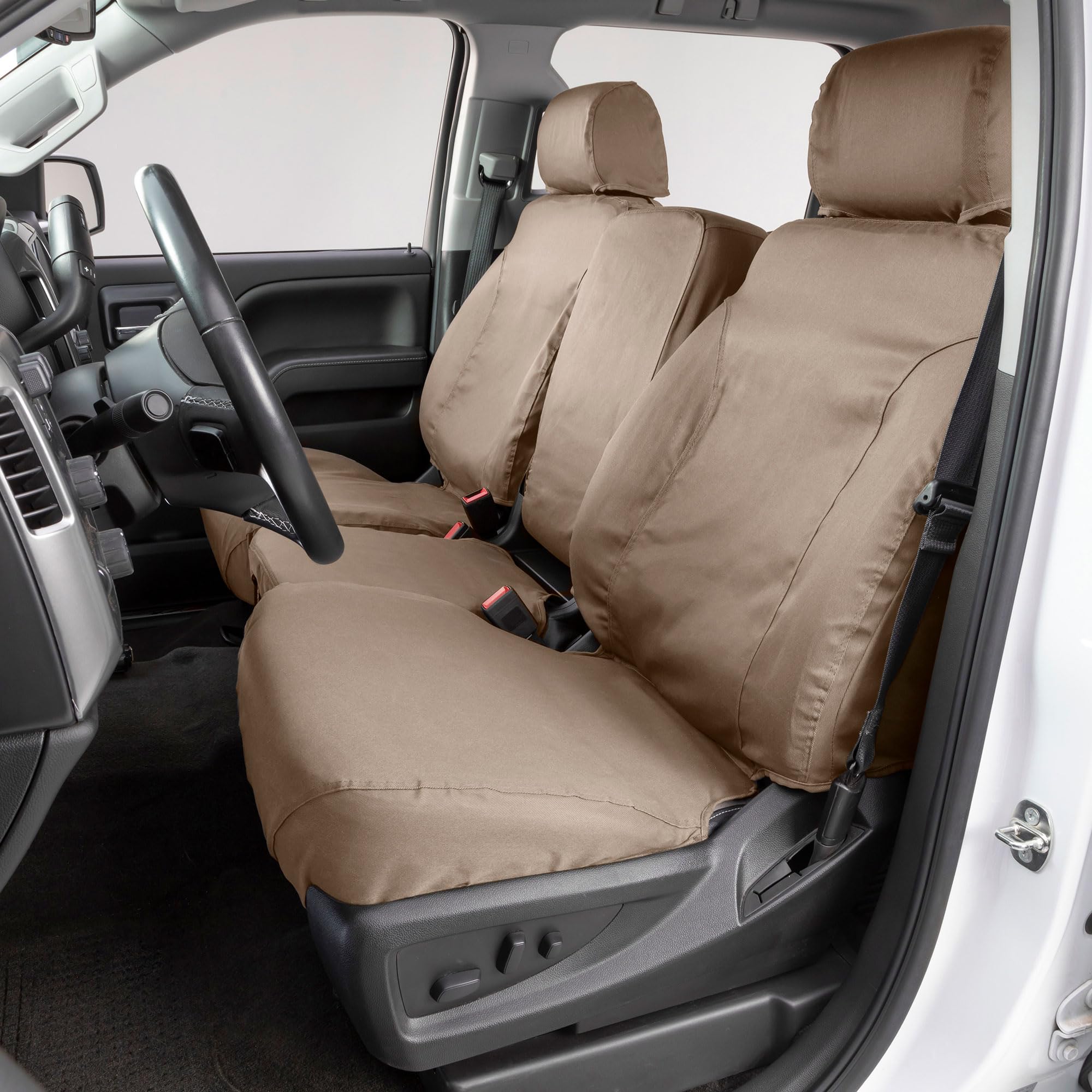 Covercraft Polycotton Custom Seat Covers | Fits 2023-2025 Honda Pilot | 2nd Row 40/20/40 Bench Seat, Taupe - Image 4