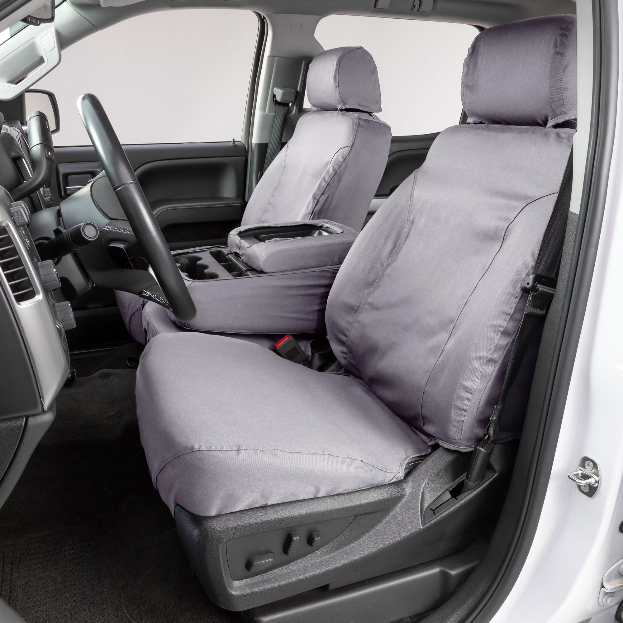 Covercraft Polycotton Custom Seat Covers for 2011-2016 Ford F-250/F-350 & 2015-2016 F-450/F-550 | 1st Row 40/20/40 Bench Seat, Gray - Image 3