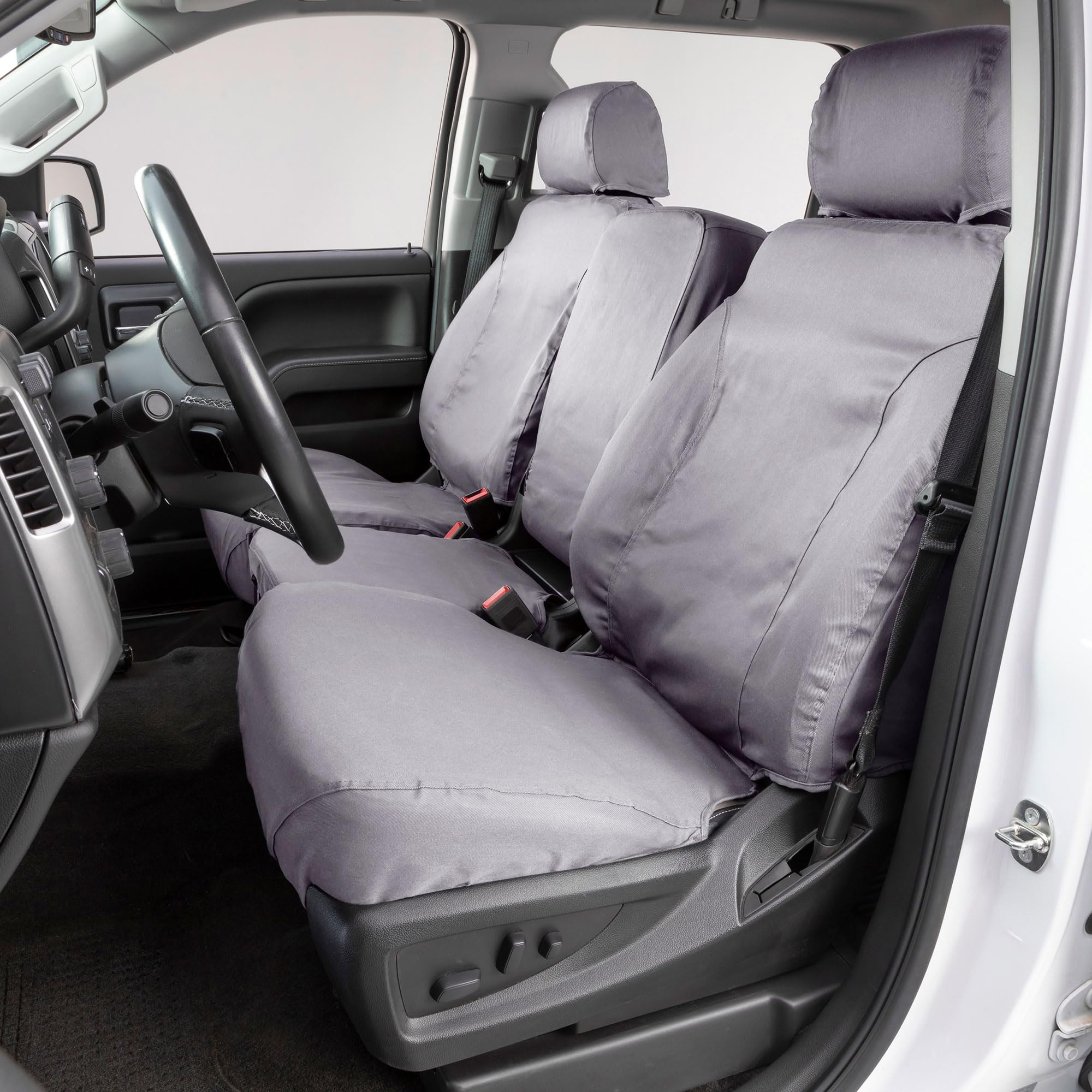 Covercraft Polycotton Custom Seat Covers for 2011-2016 Ford F-250/F-350 & 2015-2016 F-450/F-550 | 1st Row 40/20/40 Bench Seat, Gray - Image 4