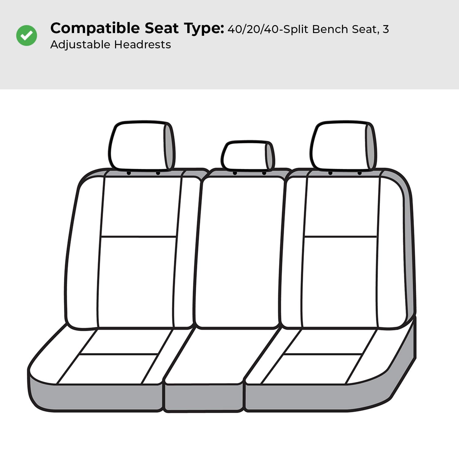 Covercraft Polycotton SeatSaver Custom Seat Covers for 2011-2016 Ford F-250/F-350 & 2015-2016 F-450/F-550 | 1st Row 40/20/40 Bench Seat, Charcoal - Image 7