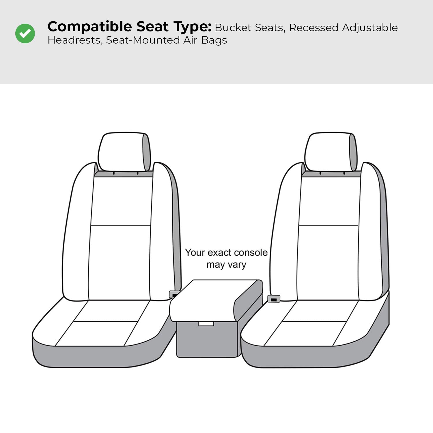 Covercraft Polycotton Custom Seat Covers for 2024-2026 Toyota Tacoma (Excludes TRD Pro), 1st Row Bucket Seats, Grey - Image 6