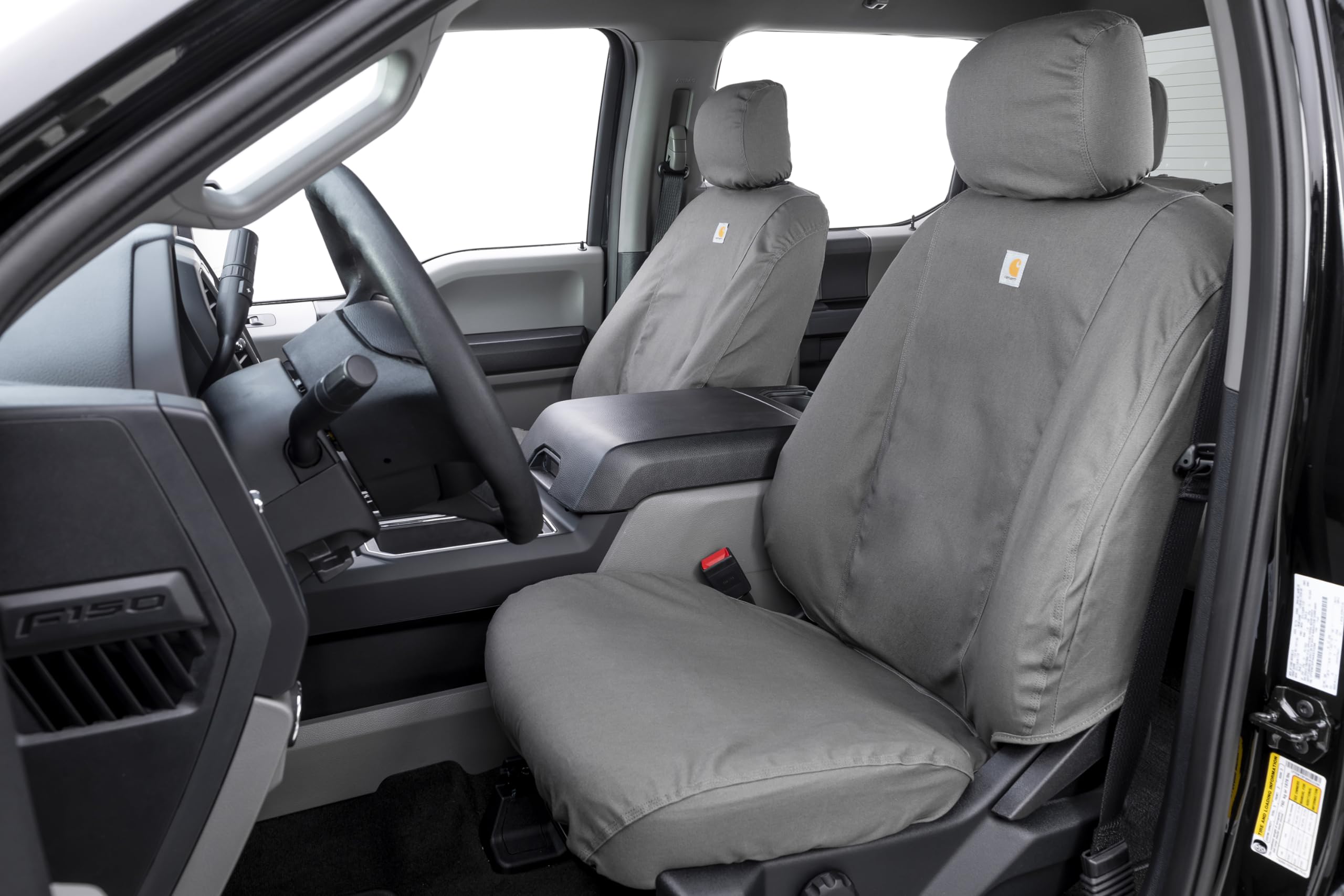 Covercraft Polycotton SeatSaver Custom Seat Covers | Fits 2019-2020 Ford F-150, 2019-2022 Ford F-250/F-350/F-450/F-550 | 1st Row 40/20/40 Bench Seat, Gray