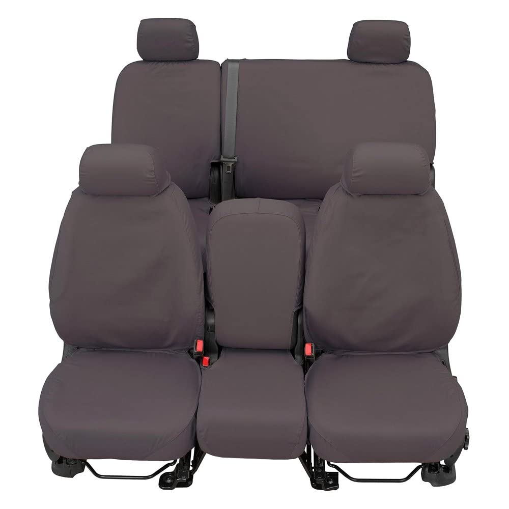 Covercraft Polycotton SeatSaver Custom Seat Covers | Fits 2011-2016 Ford F-250/F-350 & 2015-2016 F-450/F-550 Crew Cab | 2nd Row 60/40 Bench Seat, Grey - Image 2