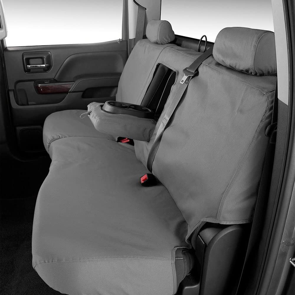 Covercraft Polycotton SeatSaver Custom Seat Covers | Fits 2011-2016 Ford F-250/F-350 & 2015-2016 F-450/F-550 Crew Cab | 2nd Row 60/40 Bench Seat, Grey - Image 4