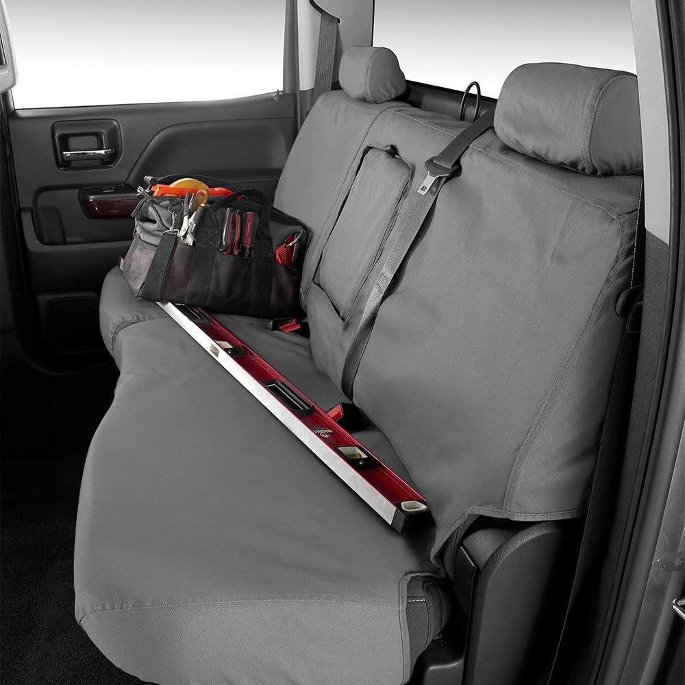 Covercraft Polycotton SeatSaver Custom Seat Covers | Fits 2011-2016 Ford F-250/F-350 & 2015-2016 F-450/F-550 Crew Cab | 2nd Row 60/40 Bench Seat, Grey - Image 5