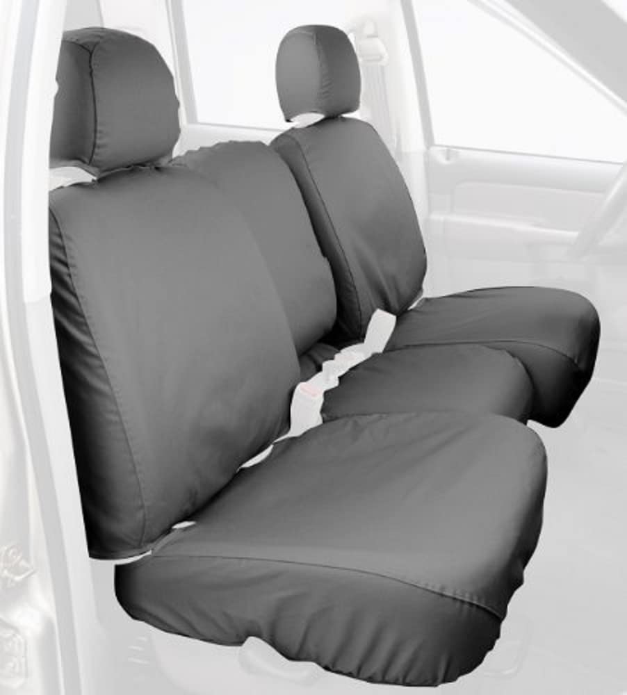 Covercraft Polycotton Custom Seat Covers | Fits 2004-2008 Dodge Ram 1500 & 2004-2009 Dodge Ram 2500/3500 Quad Cab | 2nd Row 40/60 Bench Seat, Grey