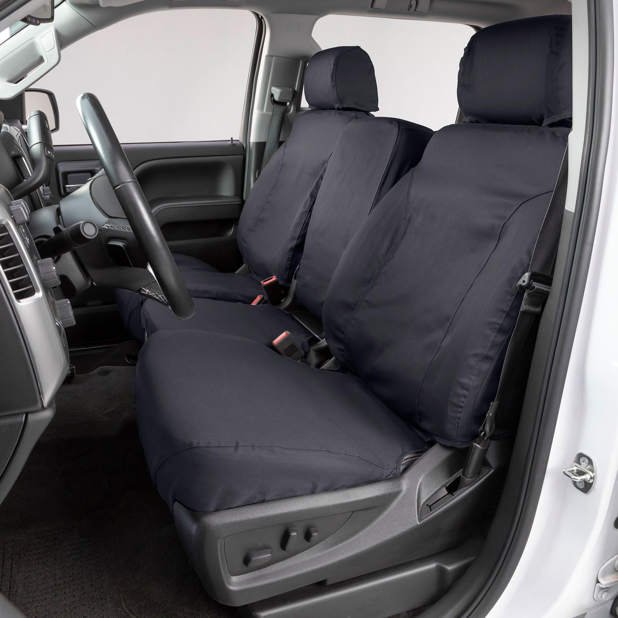 Covercraft Polycotton SeatSaver Custom Seat Covers for 2011-2016 Ford F-250/F-350 & 2015-2016 F-450/F-550 | 1st Row 40/20/40 Bench Seat, Charcoal - Image 4