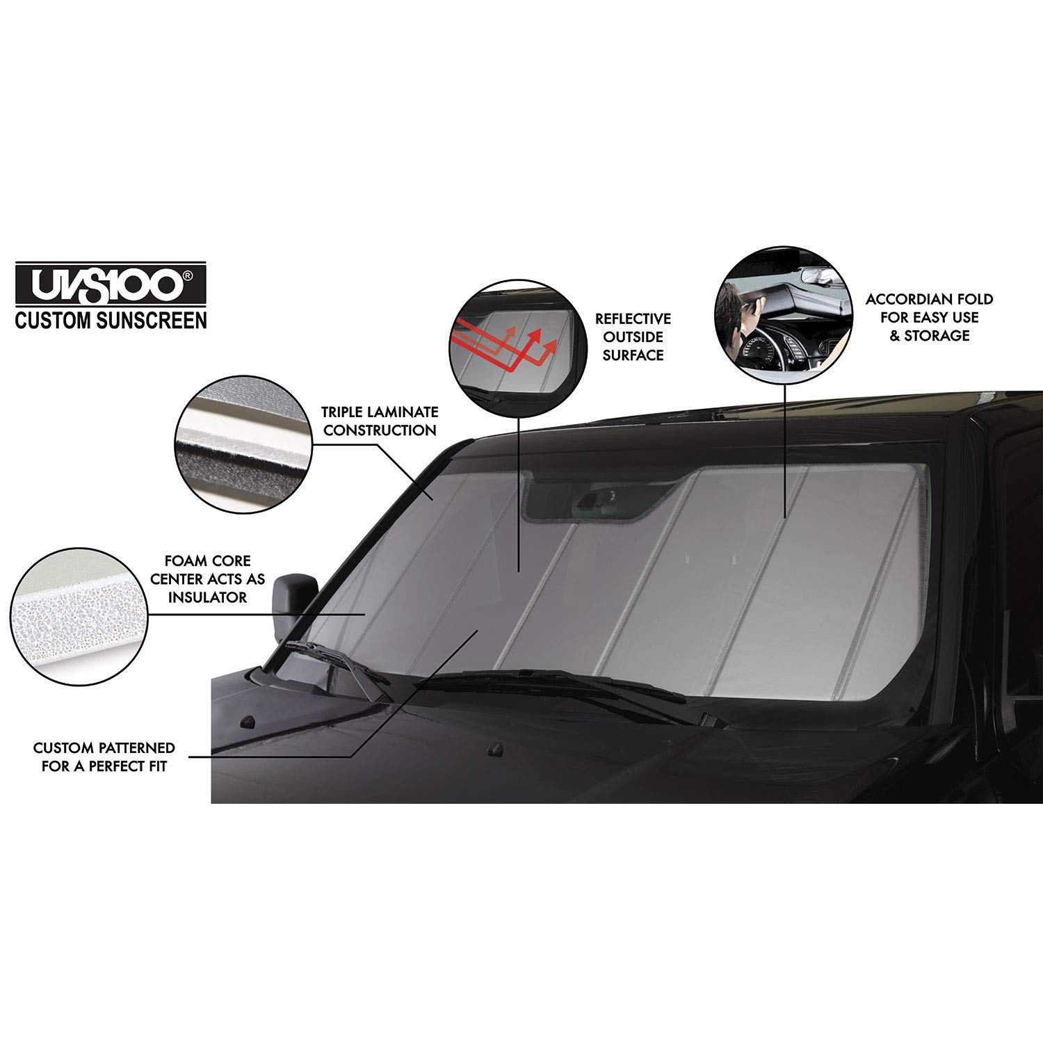 Covercraft UV10244SV Silver UVS 100 Custom Fit Sunscreen for Select Mazda Protege Models - Laminate Material, 1 Pack - Image 3
