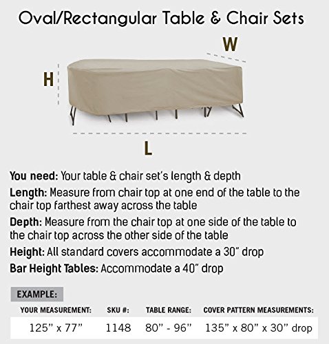 Protective Covers Weatherproof Patio Table and Chair Set Cover, 80 Inch x 96, Inch Oval/RectangleTable, Tan - 1151-TN - Image 6